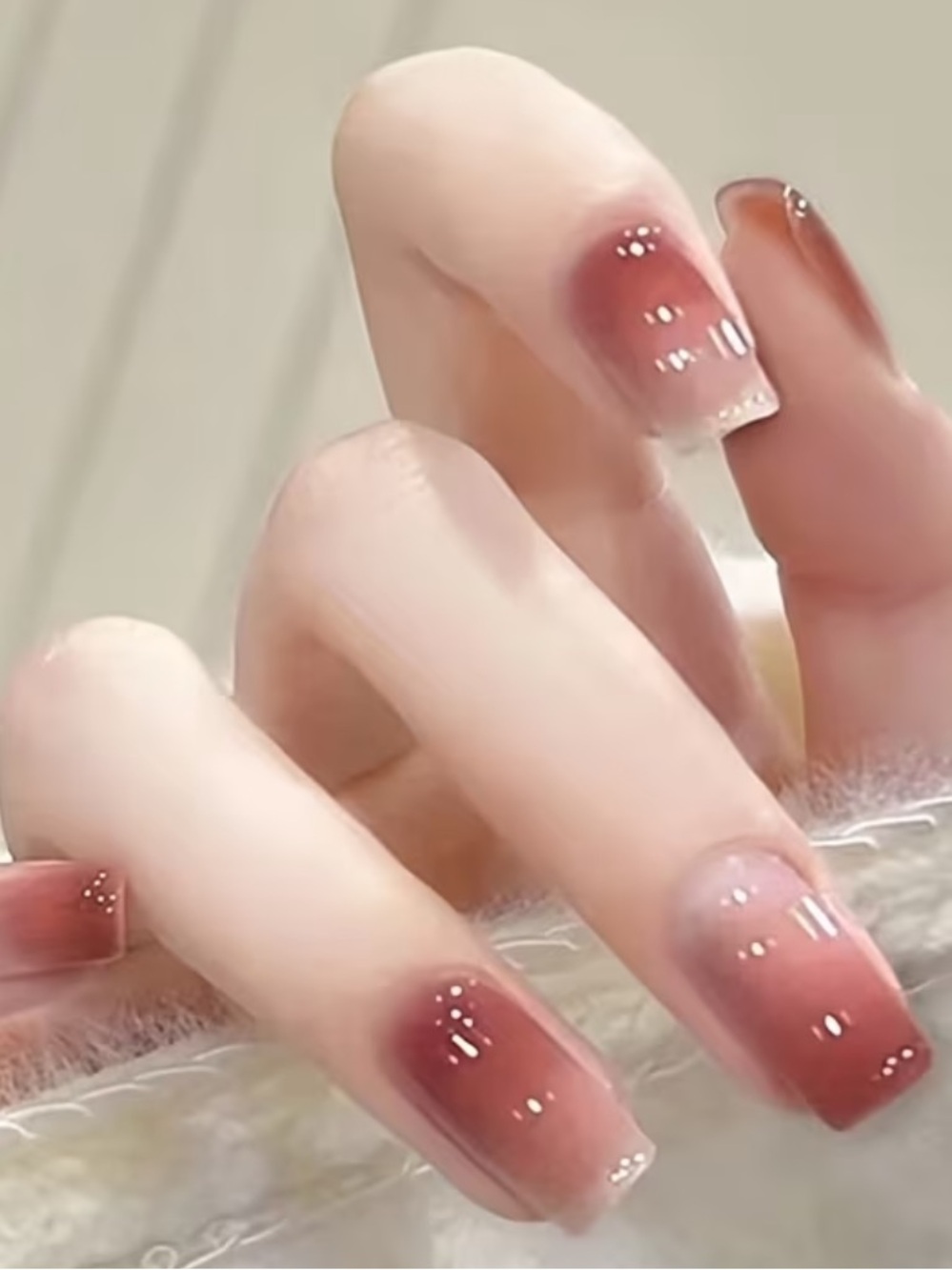 Ombre Square Press-On Nails in Dusty Rose